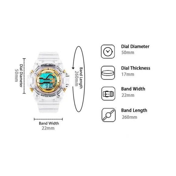 Mens LED Digital Watches Luminous Fashion Sport Waterproof Watches For Man Date - Picture 6 of 9